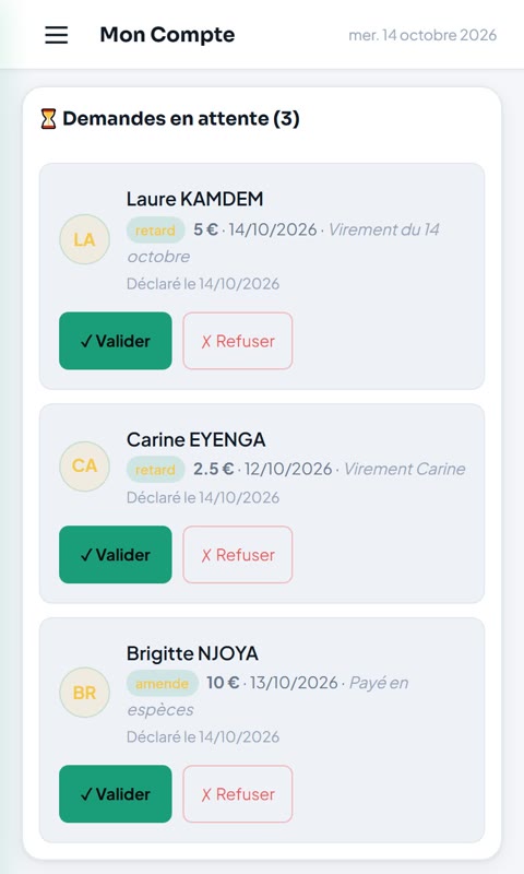 Paiements à valider